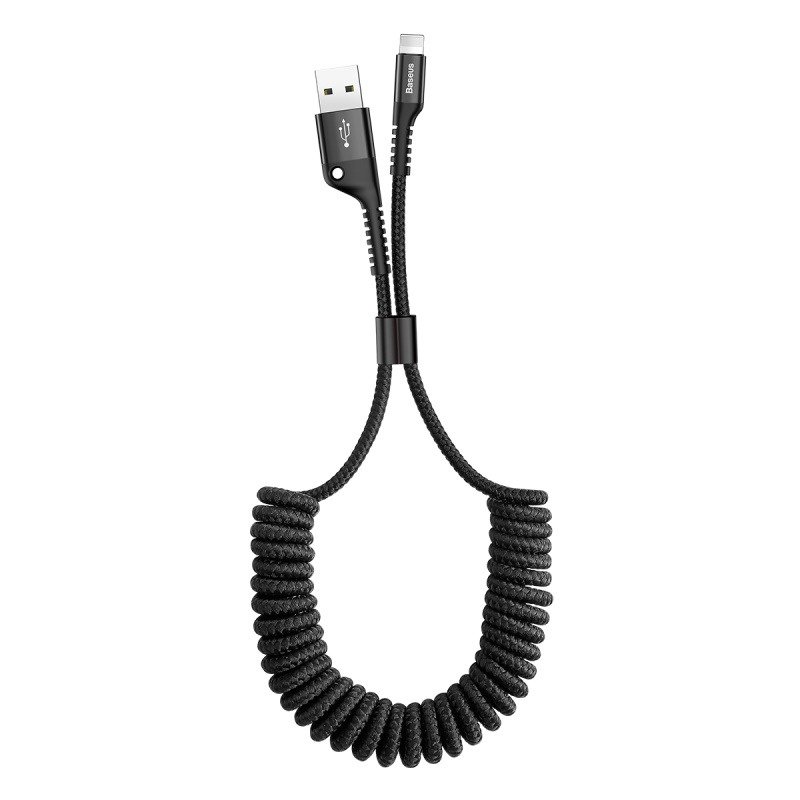 Baseus kabelis ar atsperīti Lightning 1m 2A (melns)