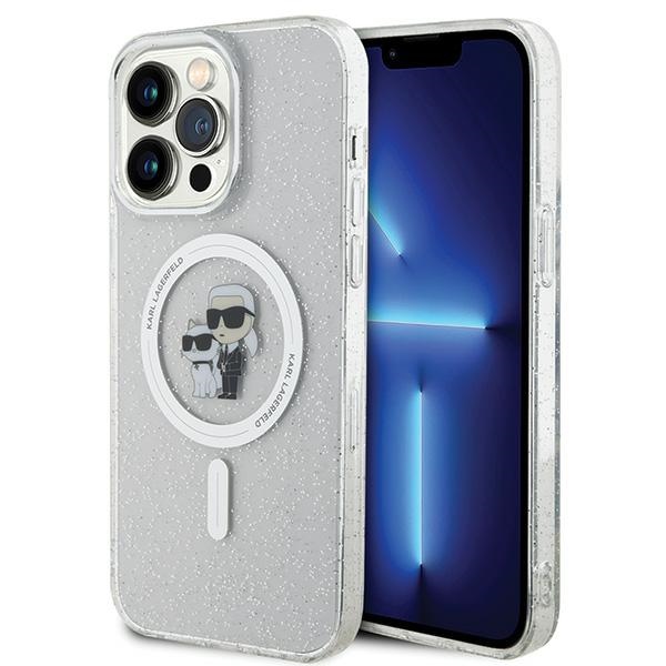 Karl Lagerfeld KLHMP14XHGKCNOT Karl & Choupette Glitter vāciņš ierīcei iPhone 14 Pro Max 6.7", ar MagSafe, caurspīdīgs