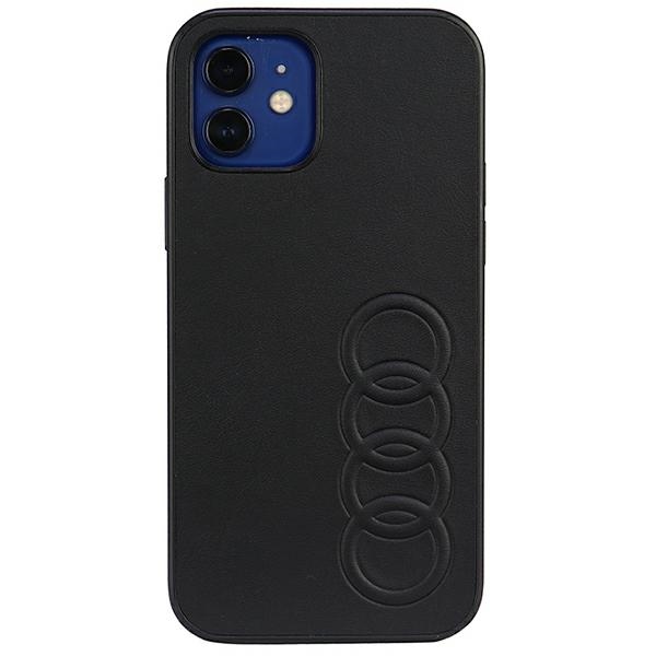 Audi sintētiskās ādas viedtālruņa apvalks iPhone 12/12 Pro 6.1" melns/melns cietais apvalks AU-TPUPCIP12P-TT/D1-BK