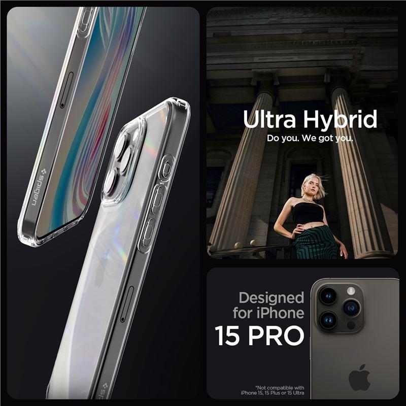 Spigen Crystal Hybrid viedtālruņa apvalks iPhone 15 Pro - caurspīdīgs