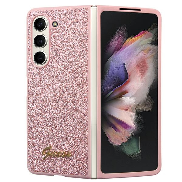 Guess Glitter Script viedtālruņa apvalks Samsung Galaxy Z Fold 5 - rozā