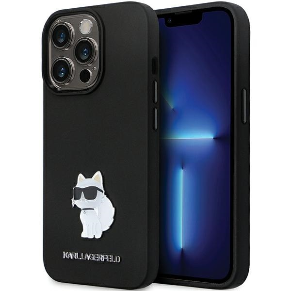 Karl Lagerfeld KLHCP14LSMHCNPK viedtālruņa apvalks iPhone 14 Pro - melns silikona C metāla piespraude