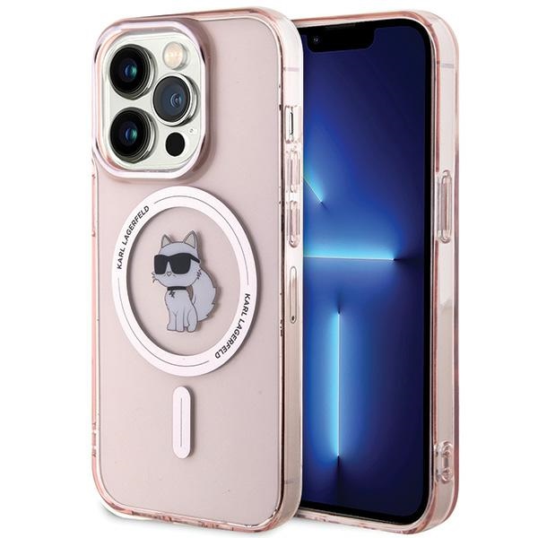Karl Lagerfeld IML Choupette magnētiskais viedtālruņa apvalks iPhone 15 Pro - rozā