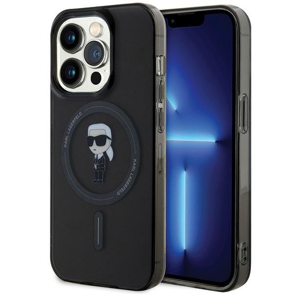 Karl Lagerfeld IML Ikonik magnētiskais viedtālruņa apvalks iPhone 15 Pro - melns