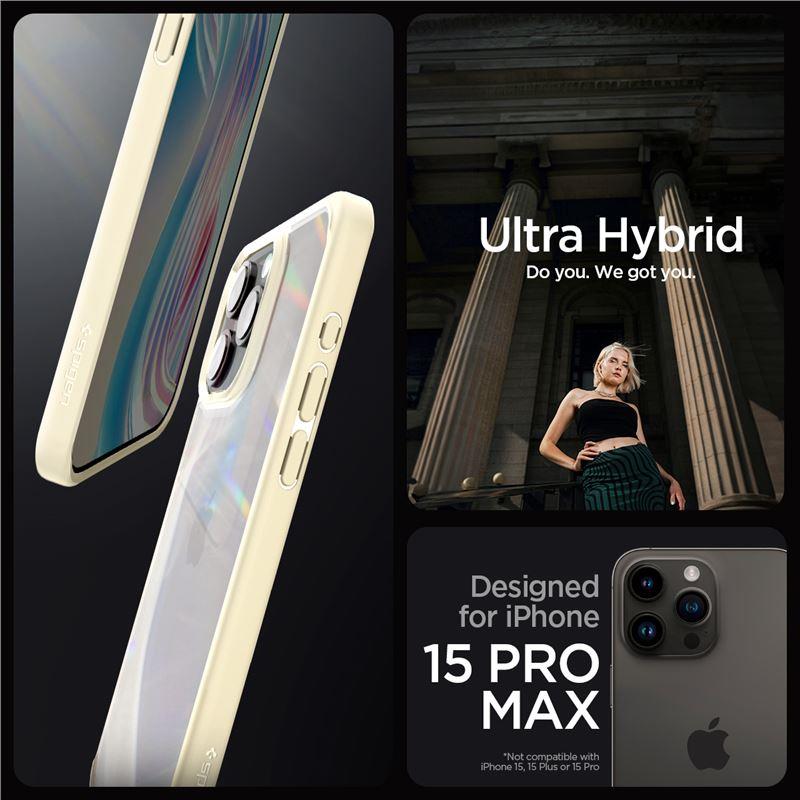 Spigen Crystal Hybrid viedtālruņa apvalks iPhone 15 Pro Max - caurspīdīgi bēšs