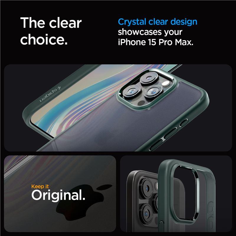 Spigen Ultra Hybrid viedtālruņa apvalks iPhone 15 Pro Max - tumši zaļš
