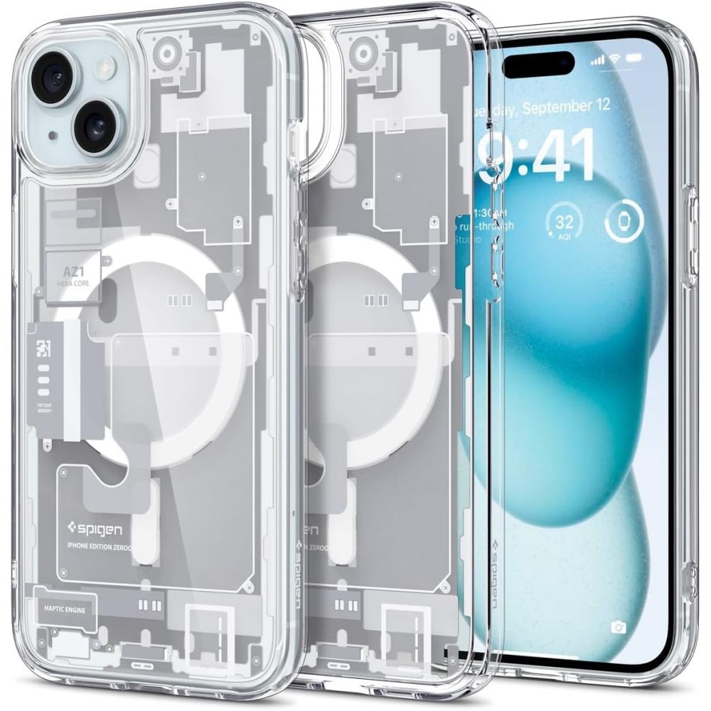 Spigen Ultra Hybrid Mag apvalks ar MagSafe iPhone 15 Plus - balts (Zero One raksts)