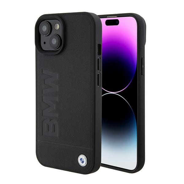 BMW BMHMP15SSLLBK iPhone 15 6.1" melns/melns Magsafe cietais apvalks Signature Logo Imprint