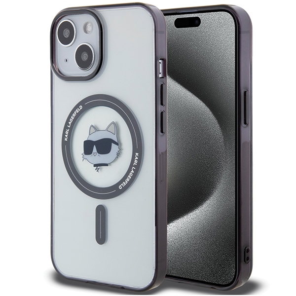 Karl Lagerfeld KLHMP15MHCHNOTK iPhone 15 Plus 6.7" caurspīdīgs cietais apvalks IML Choupette's Head MagSafe