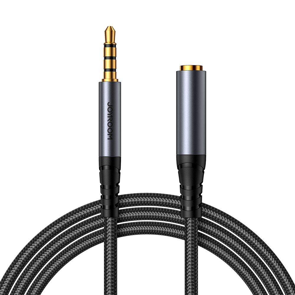 Joyroom SY-A09 AUX pagarinātāja kabelis no 3,5 mm mini jack sieviešu uz 3,5 mm mini jack vīriešu, pīts, 1,2 m (melns)