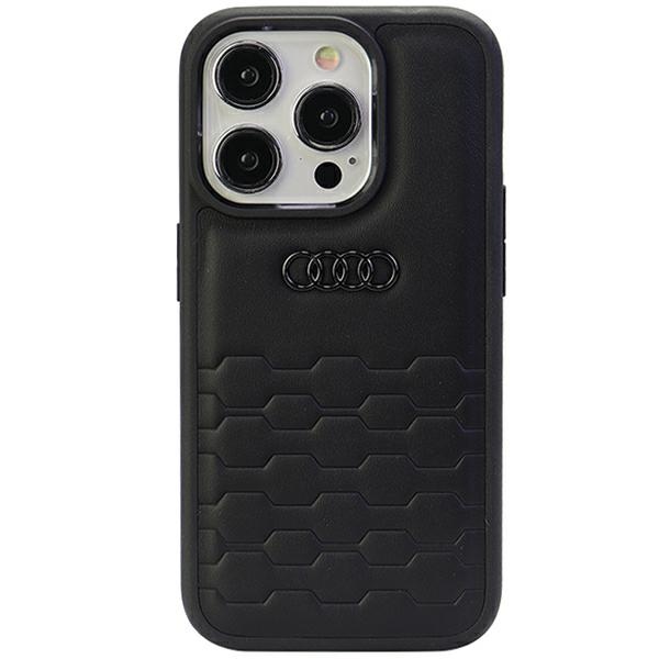 Audi GT Sintētiskā ādas viedtālruņa apvalks iPhone 15 Pro - melns