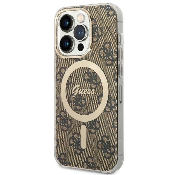 Guess IML 4G magnētiskais viedtālruņa apvalks iPhone 15 Pro - brūns