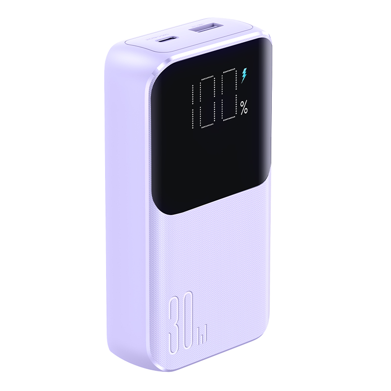 Joyroom JR-PBC07 20000mAh 30W мини пауэрбанк с кабелями USB-C и Lightning - фиолетовый
