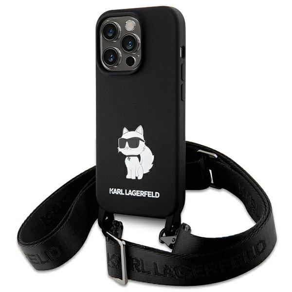 Karl Lagerfeld KLHCP15XSCBSCNK iPhone 15 Pro Max 6.7" cietais apvalks melns/melns Crossbody Silikona Choupette