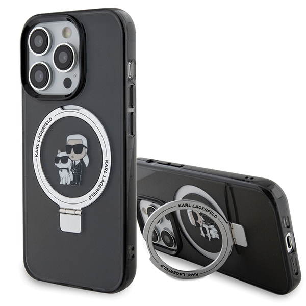 Karl Lagerfeld KLHMP13LHMRSKCK iPhone 13 Pro 6.1" чёрный/чёрный жёсткий чехол Ring Stand Karl&Choupette MagSafe