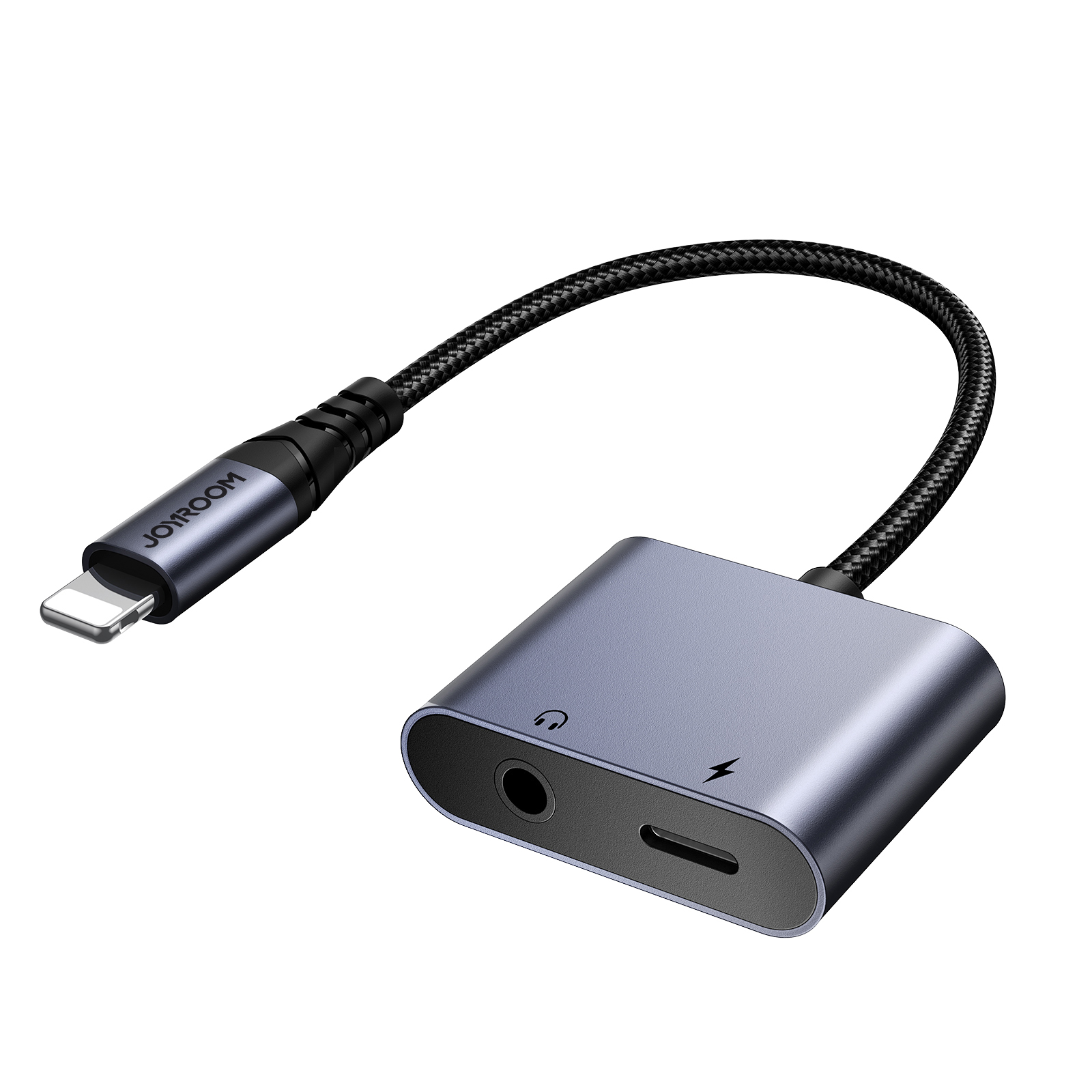2‑in‑1 audio adapteris Joyroom SY-L01 Lightning uz 3.5mm + Lightning (melns)