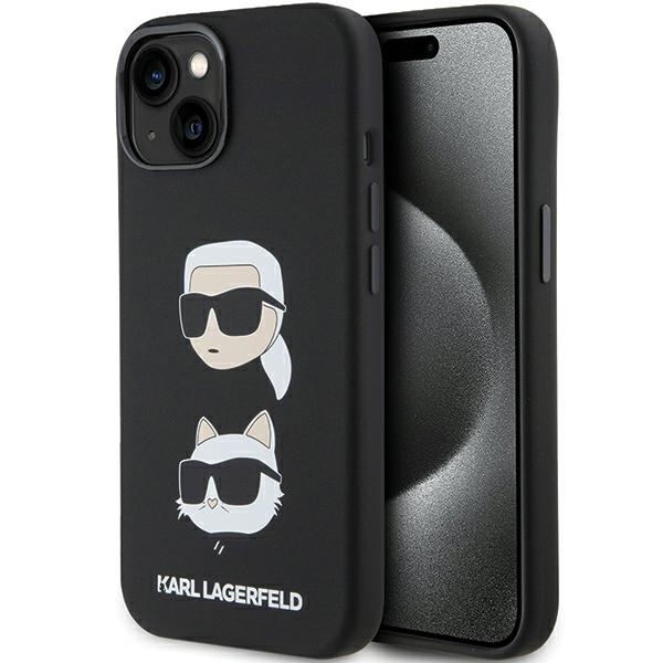 Karl Lagerfeld Silikona Karl&Choupette Head apvalks viedtālrunim iPhone 15 Plus / 14 Plus - melns