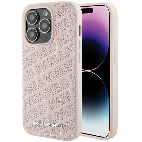 Karl Lagerfeld stepētā K raksta viedtālruņa apvalks iPhone 15 Pro Max - rozā