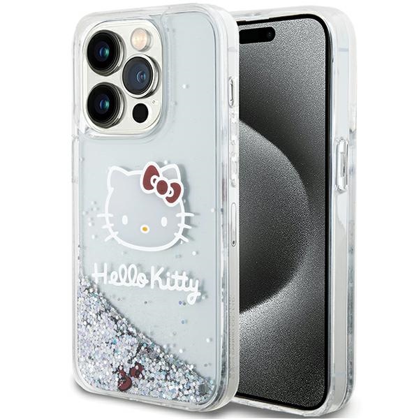 Hello Kitty Liquid Glitter Charms Kitty Head viedtālruņa apvalks iPhone 13 Pro Max - sudraba