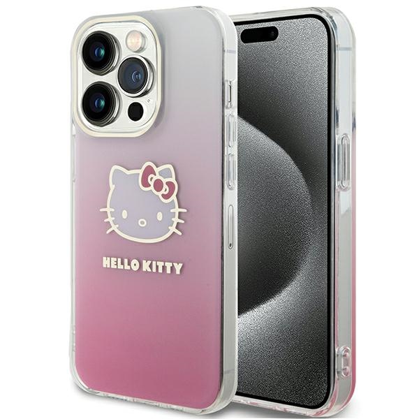 Hello Kitty IML gradienta elektrop kaķa galvas viedtālruņa apvalks iPhone 14 Pro - rozā