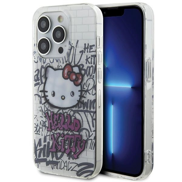 Hello Kitty IML Kitty On Bricks Graffiti viedtālruņa apvalks iPhone 15 Pro - balta