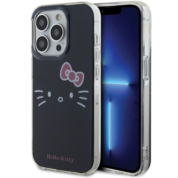 Hello Kitty IML Kitty Face viedtālruņa apvalks iPhone 15 Pro - melna
