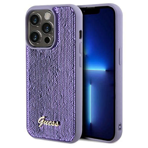 Guess Sequin Script Metal чехол для iPhone 13 Pro / 13 - фиолетовый