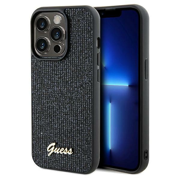 Guess Disco Metal Script viedtālruņa apvalks iPhone 14 Pro Max – melns
