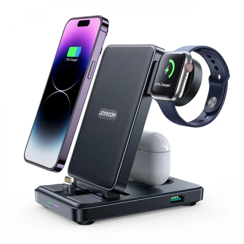 Bezvadu lādētājs Joyroom "JR-WQS02 4in1" melns (iPhone / Apple Watch / Airpods)