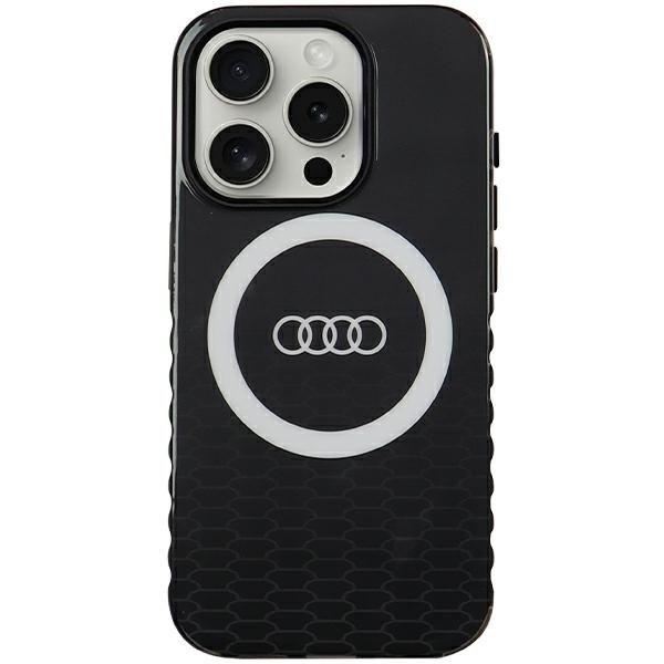Audi IML Magnētiskais apvalks viedtālrunim iPhone 15 Pro ar lielu logotipu - melns