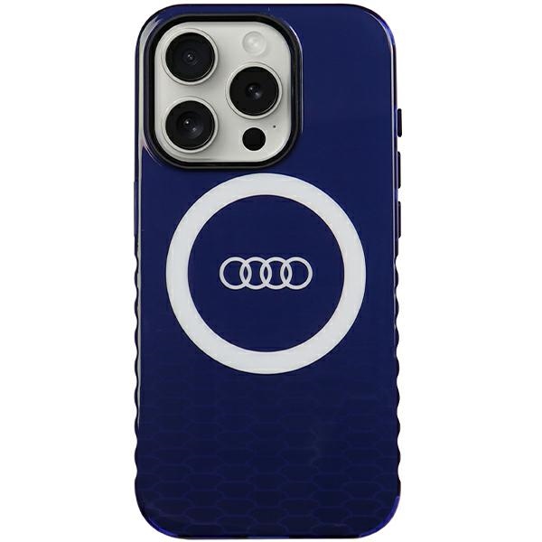 Audi IML Magnētiskais apvalks viedtālrunim iPhone 15 Pro ar lielu logotipu - zils
