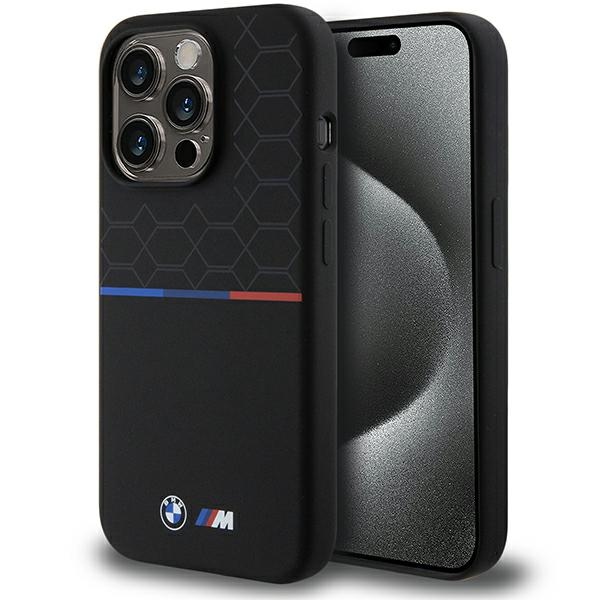 BMW M silikona raksts magnētiskais viedtālruņa apvalks iPhone 15 Pro - melns