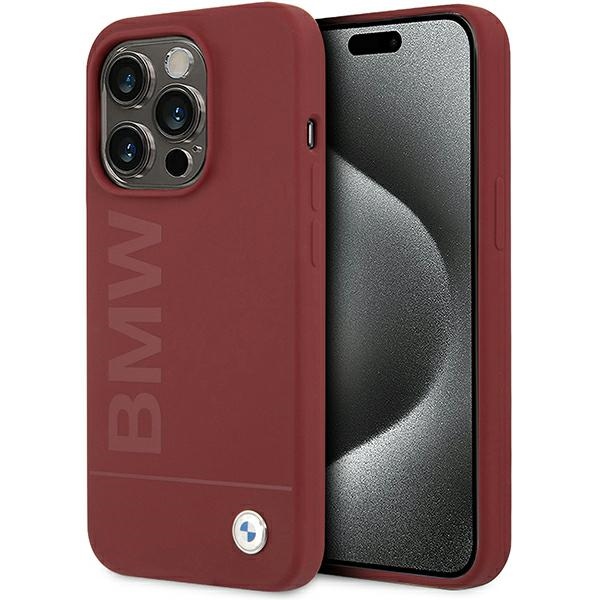 BMW silikona lielais logotips magnētiskais viedtālruņa apvalks iPhone 15 Pro - sarkans