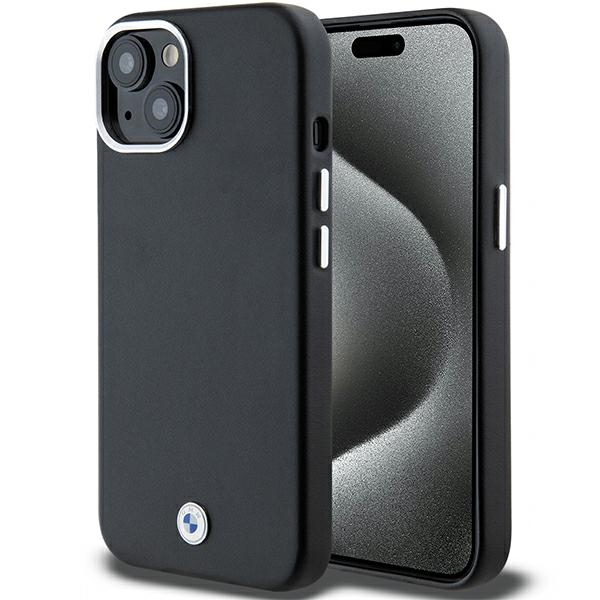 BMW paraksta ietīts metāla magnētiskais viedtālruņa apvalks iPhone 15 Plus / 14 Plus - melns