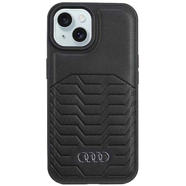 Audi Sintētiskās ādas viedtālruņa apvalks ar Magnētisko iPhone 15 Plus/14 Plus - melns