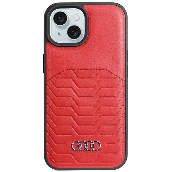 Audi Sintētiskās ādas viedtālruņa apvalks ar Magnētisko iPhone 15 Plus/14 Plus - sarkans