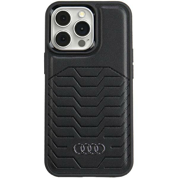 Audi Sintētiskās ādas viedtālruņa apvalks ar Magnētisko iPhone 15 Pro - melns