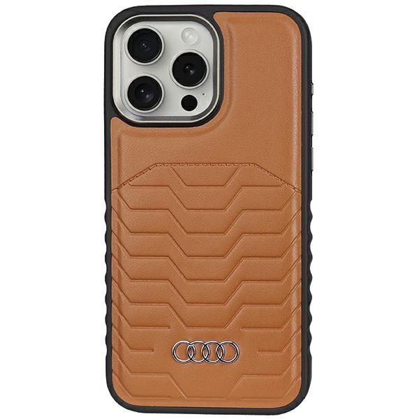 Audi Sintētiskās ādas viedtālruņa apvalks ar Magnētisko iPhone 15 Pro Max - brūns