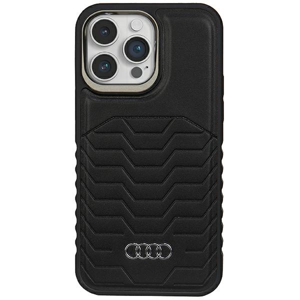 Audi Sintētiskās ādas viedtālruņa apvalks ar Magnētisko iPhone 15 Pro Max - melns