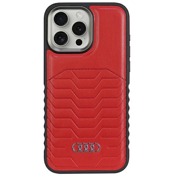Audi sintētiskās ādas apvalks ar MagSafe iPhone 15 Pro Max – sarkans