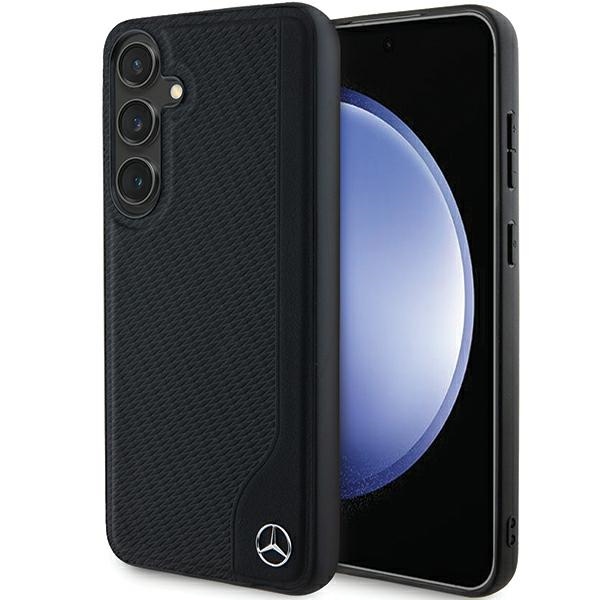 Mercedes ādas iespiestās līnijas Magnētiskais viedtālruņa apvalks Samsung Galaxy S24 - melns