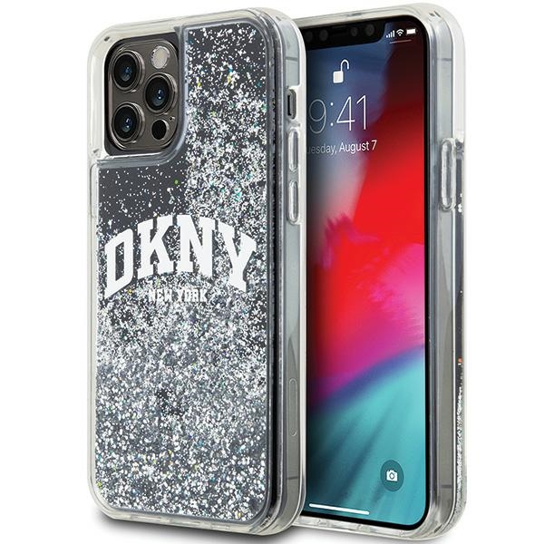 DKNY Liquid Glitter Big Logo viedtālruņa apvalks iPhone 12 Pro/12 - melns