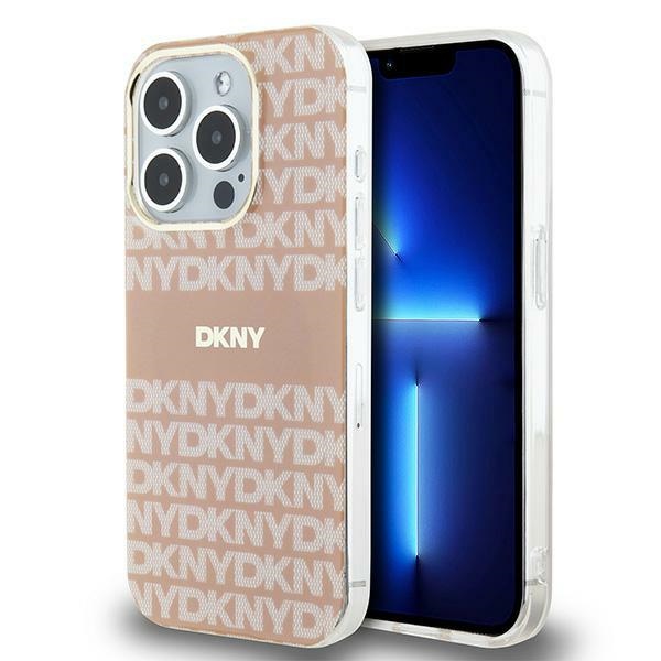 DKNY IML Mono un Svītras MagSafe apvalks viedtālrunim iPhone 14 Pro - rozains
