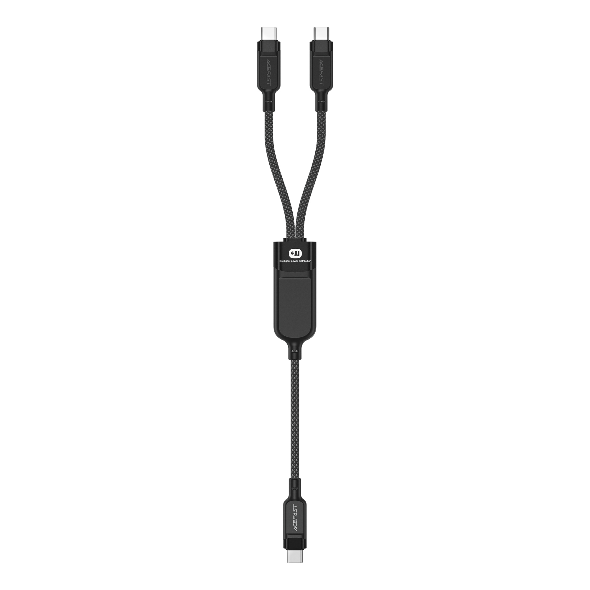 Acefast C5 USB-C - USB-C / USB-C 2in1 100W 480Mb/s kabelis - melns