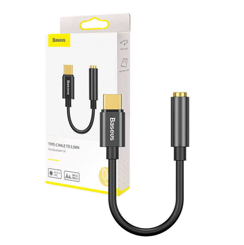 Baseus adapteris L54 USB-C uz ligzdu 3,5 mm melns