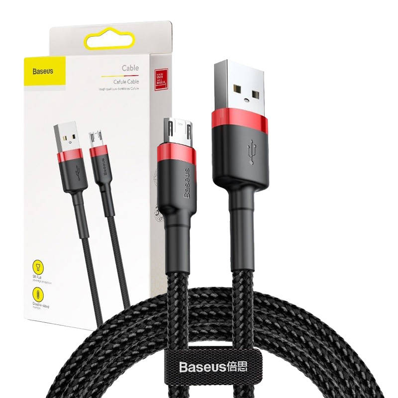 Baseus Cafule Micro USB kabelis 2A, 3 m, melns/sarkans