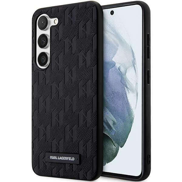 Karl Lagerfeld Saffiano Mono Metāla Logo viedtālruņa apvalks Samsung Galaxy S24 - melns