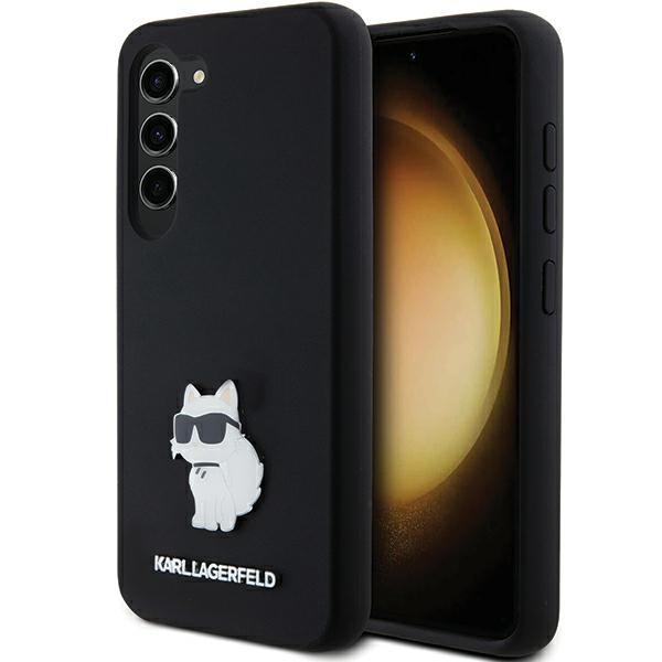 Силиконовый чехол Karl Lagerfeld Choupette Metal Pin для Samsung Galaxy S24 - чёрный