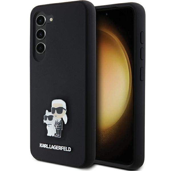 Силиконовый чехол Karl Lagerfeld Karl&Choupette Metal Pin для Samsung Galaxy S24 - чёрный