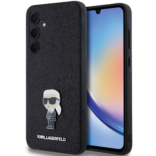 Karl Lagerfeld Fiksēts Mirdzošs Ikonik Logo Metal Pin viedtālruņa apvalks Samsung Galaxy A35 - melns